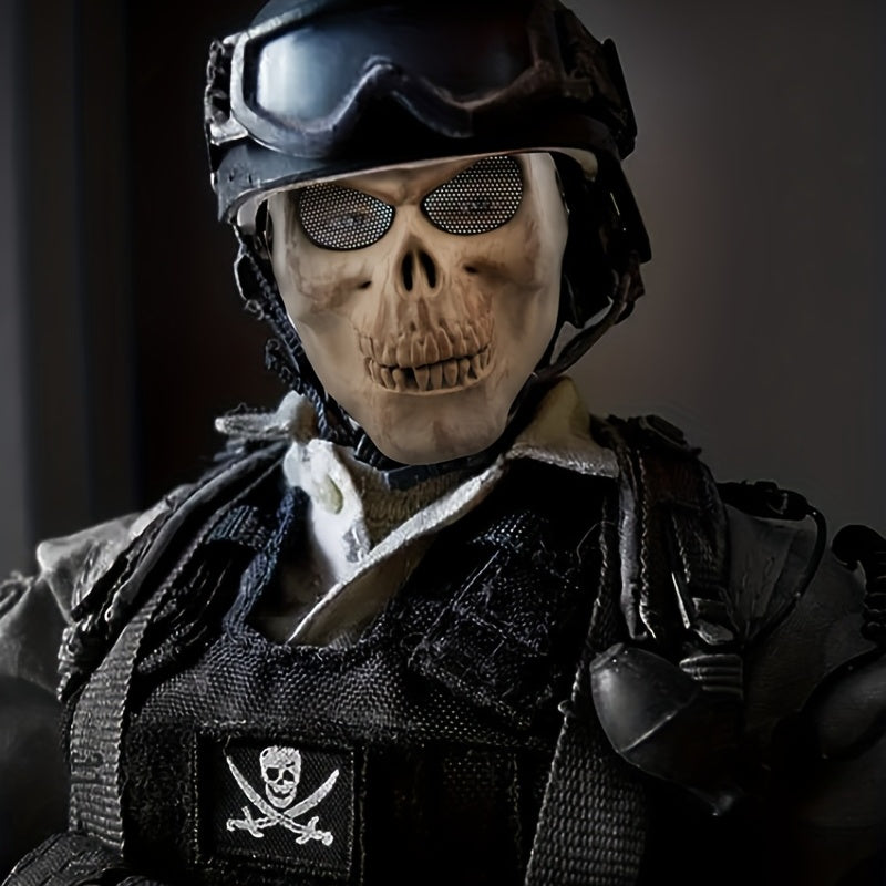 Skull Skeleton Devil Half Face Airsoft Mask Halloween Cosplay Props