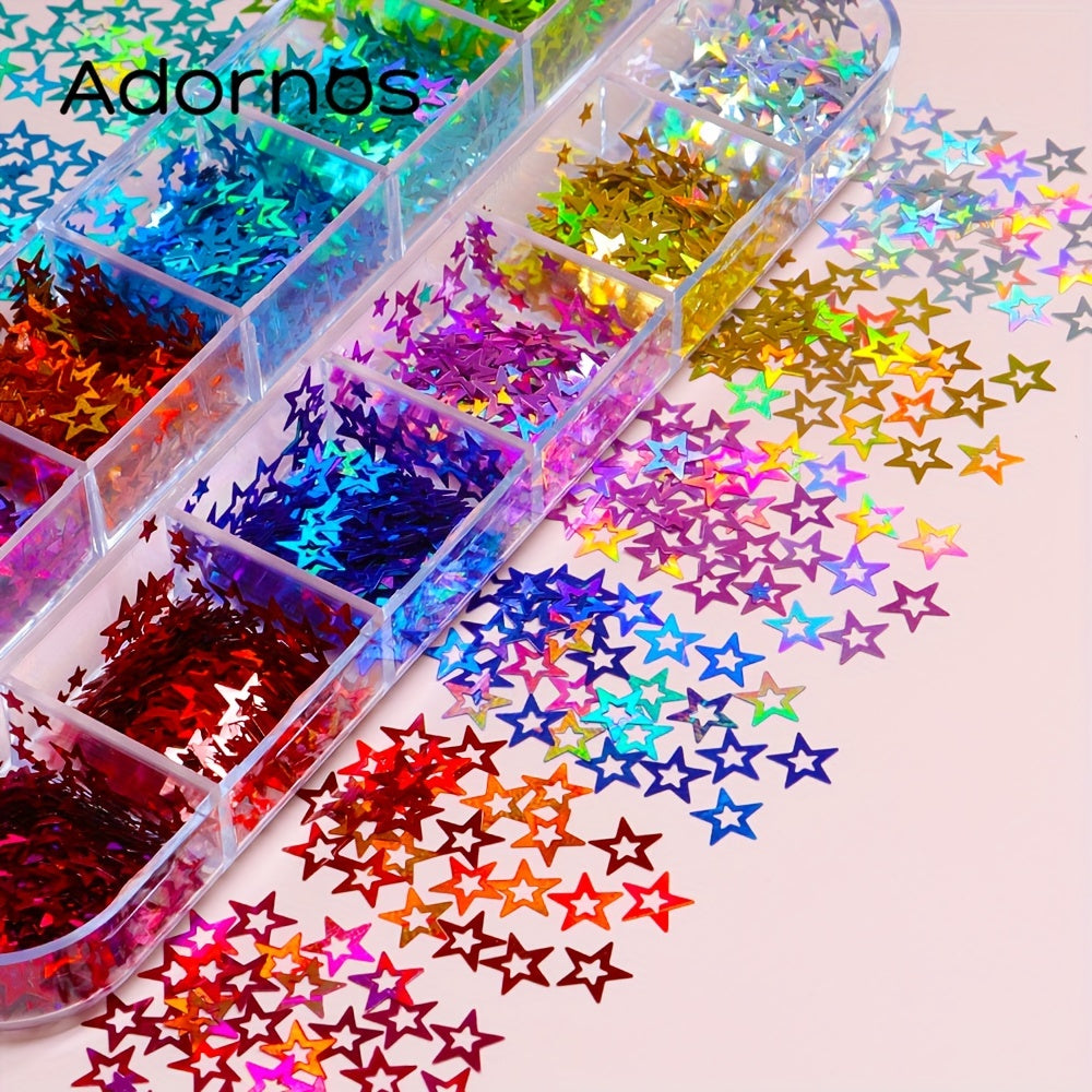Y2K Holographic Hollow Star Glitter Sequins Flakes For Epoxy Resin Mold Fillers