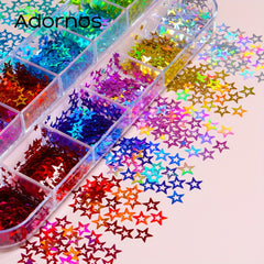 Y2K Holographic Hollow Star Glitter Sequins Flakes For Epoxy Resin Mold Fillers