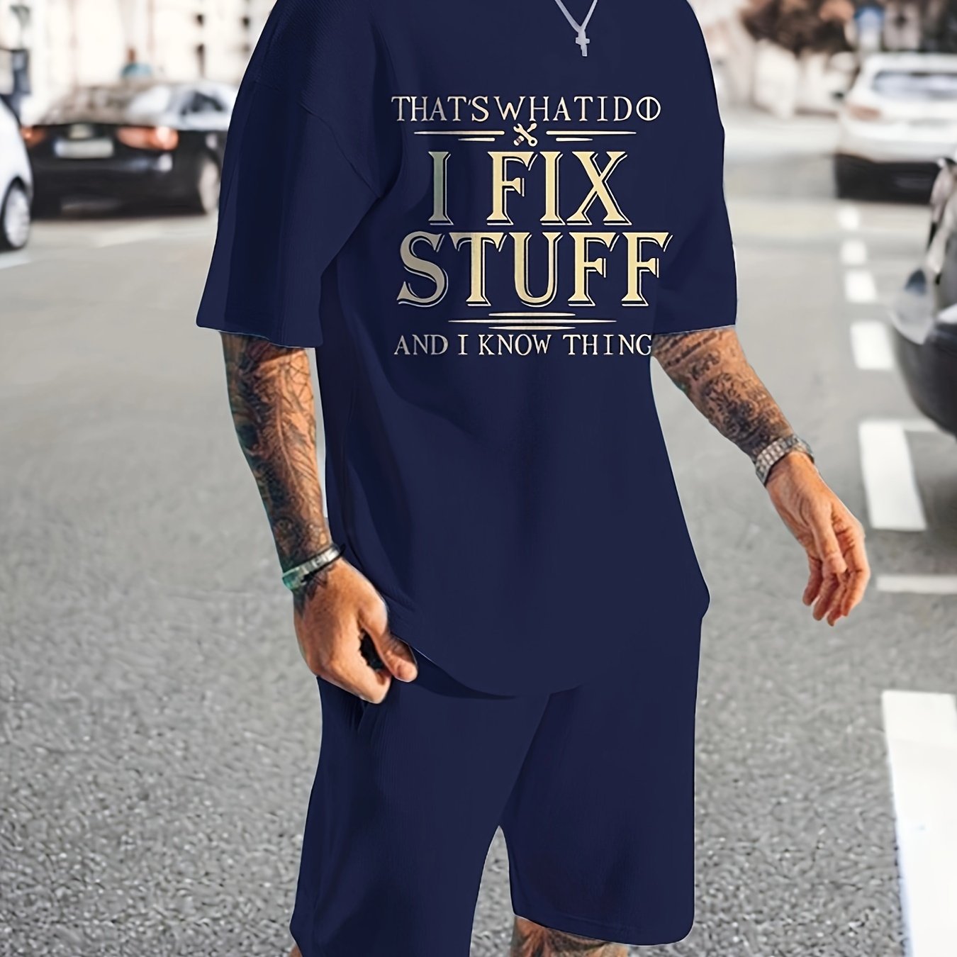 Men's 2 Piece Outfits Short Sleeve T-shirt & Casual Shorts Set