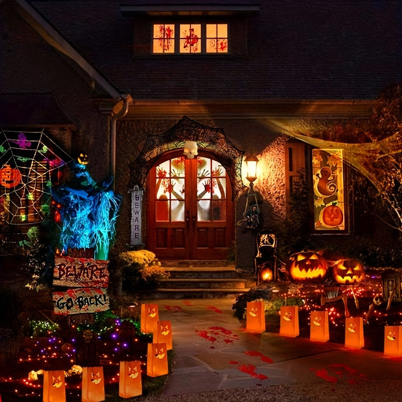 20pcs Halloween Luminary Bags Pumpkin Grimace Patterns