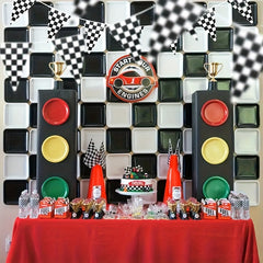 Racing Birthday Decorations Set - Square Flag Banner for Racing Party Supplies