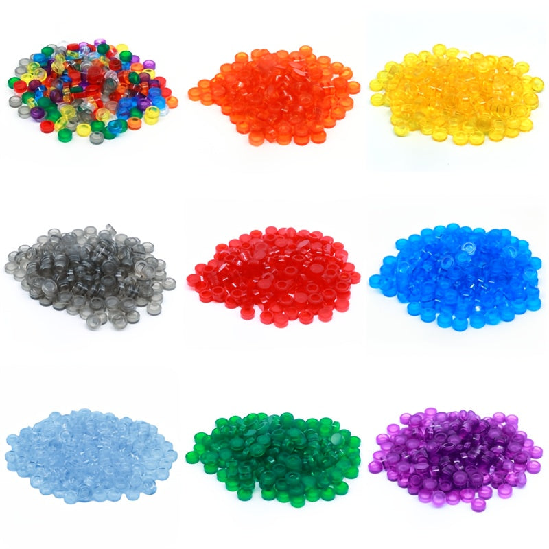 500pcs Transparent Colorful Tile Round 1x1 Building Block Accessories
