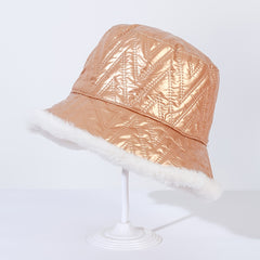 Reversible Thermal Bucket Hat Plush Winter Keep Warm Basin