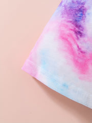 Girls Tie Dye T Shirt & Shorts Set, Short Sleeve Tee Top, Kids Summer Clothes