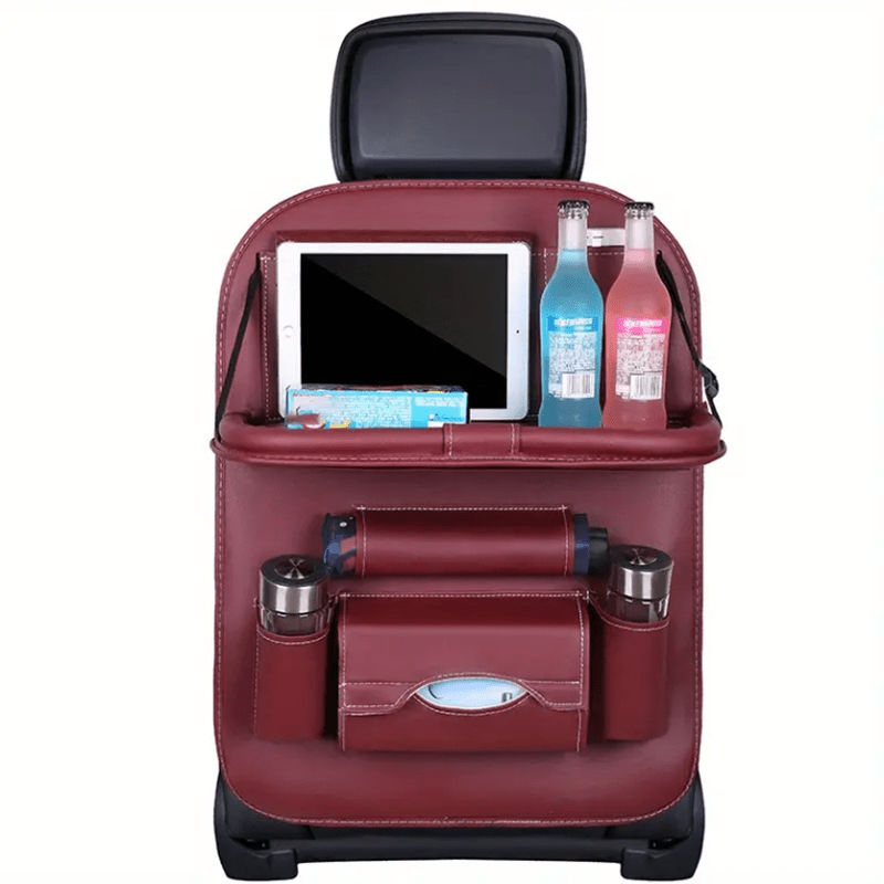 Car Seat Storage Bag Leather Hanging Bag Car Chair Back Folding Storage Bag