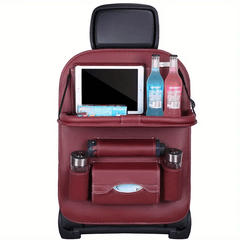 Car Seat Storage Bag Leather Hanging Bag Car Chair Back Folding Storage Bag