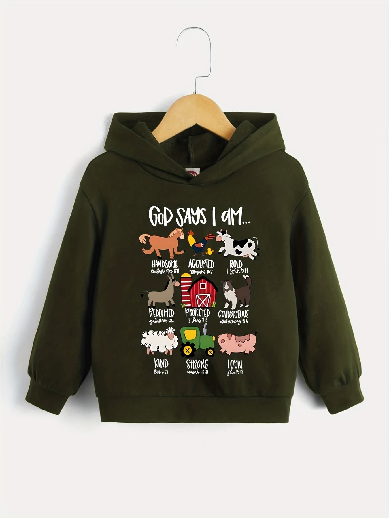 Boys Cartoon Animals Letter Print Hooded Sweatshirt