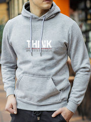 THINK Print Hoodie Hoodies For Men Men's Casual Graphic Pullover Hooded Sweatshi