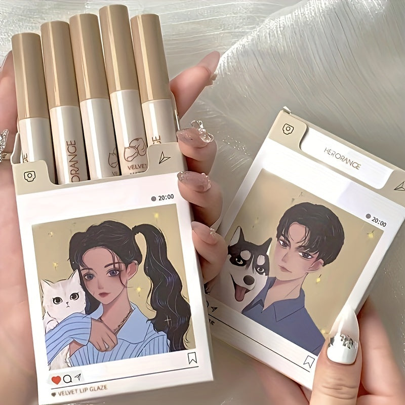 5 pcs Matte Velvet Lip Glaze Long Lasting Waterproof Lipstick Makeup