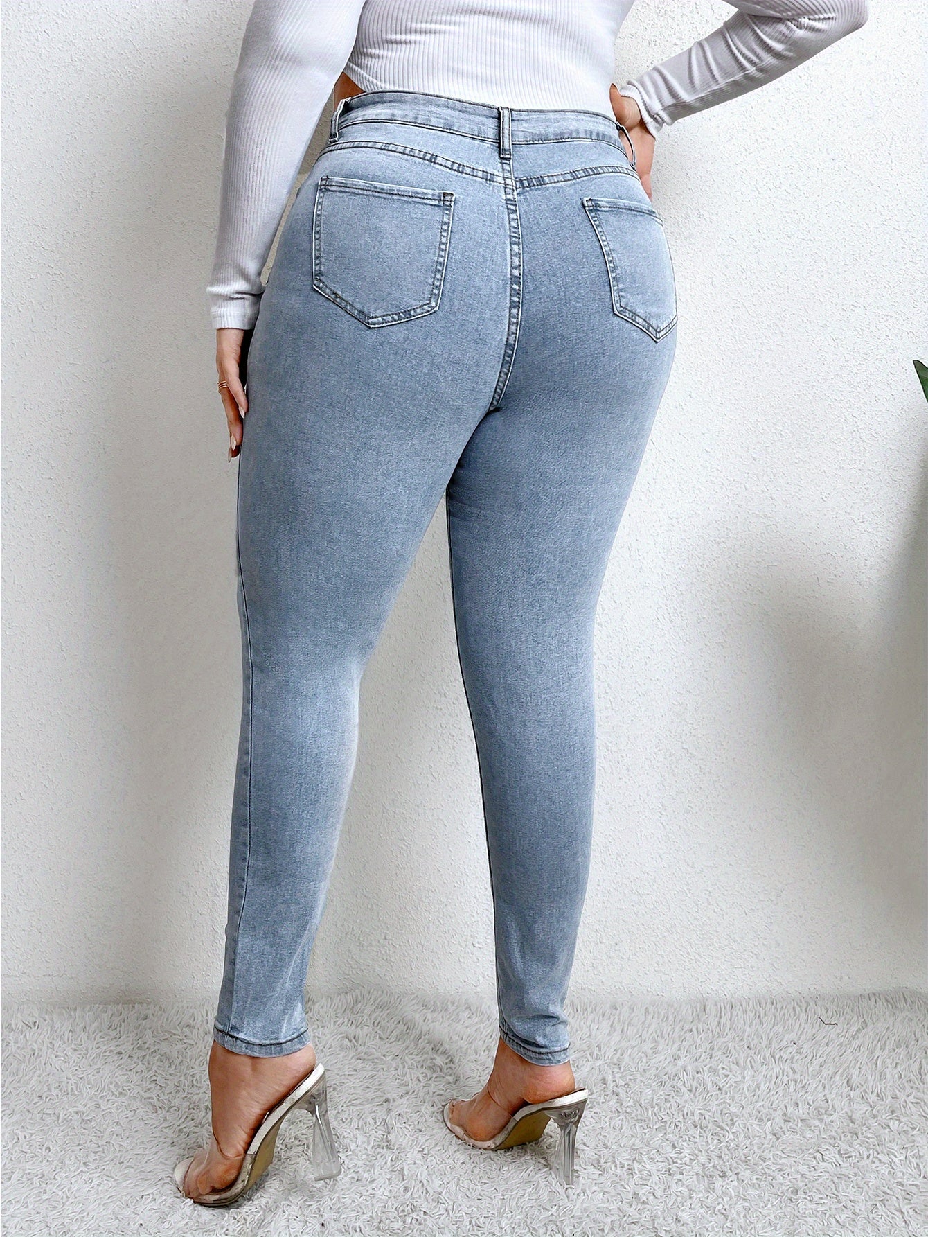 Women's Plus Button Fly High Rise Skinny Jeans