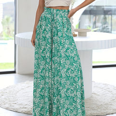 Floral Print Wide Leg Pants High Waist Casual Pants