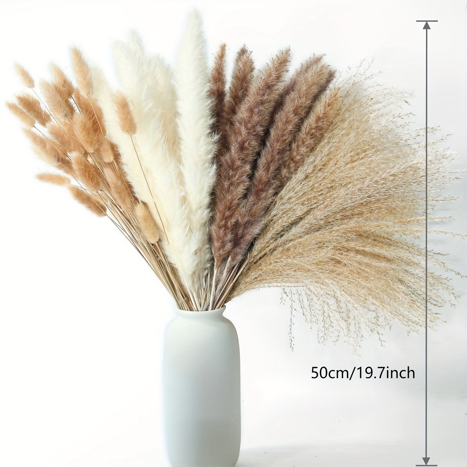 80pcs Dried Pampas Grass Decor with Bunny Tails
