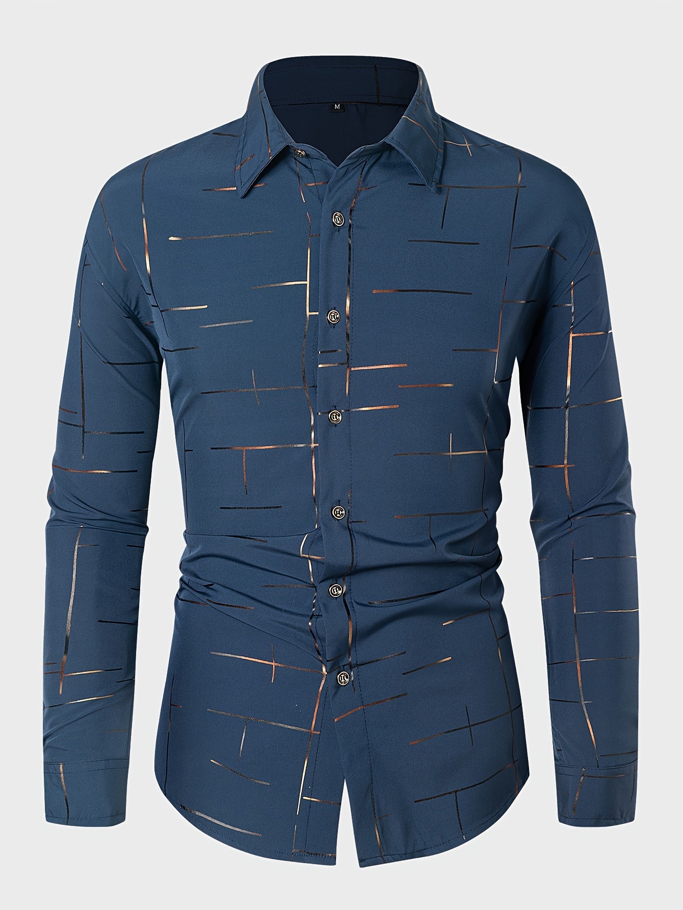 Geometric Print Button Up Shirt Men's Spring Summer Autumn Tops