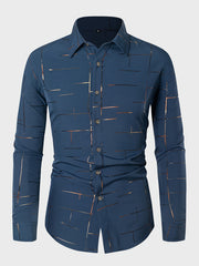 Geometric Print Button Up Shirt Men's Spring Summer Autumn Tops