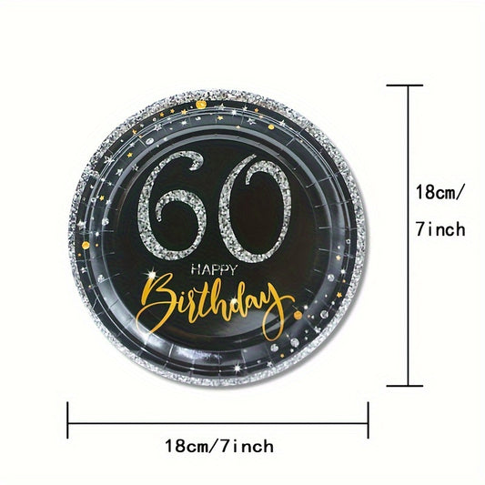 60th Birthday Party Supplies - Cheers To 60 Years Disposable Paper Plates