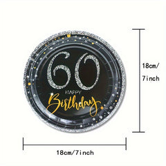 60th Birthday Party Supplies - Cheers To 60 Years Disposable Paper Plates