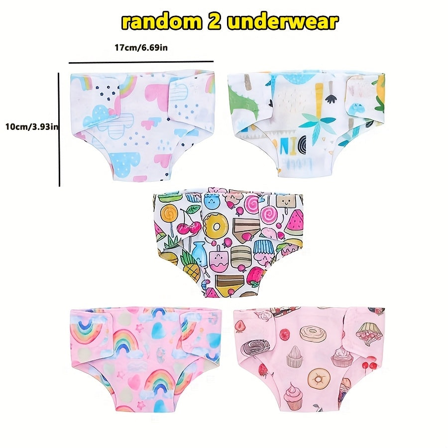 7pcs Doll Apron & Leggings Set with Underwear Accessories