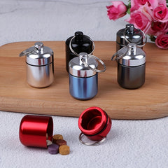 Mini Waterproof Aluminum Pill Box Case with Key Ring