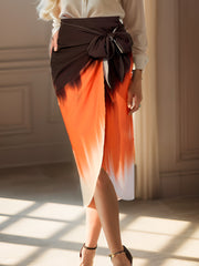 Colorblock Tie Front Skirt for Women