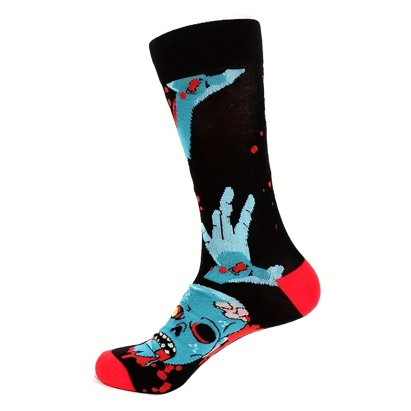 Halloween Skeleton Jacquard Mid-calf Socks
