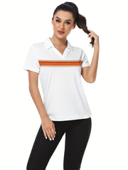 Women's Golf Polo Shirt Moisture Wicking V Neck Tennis Top