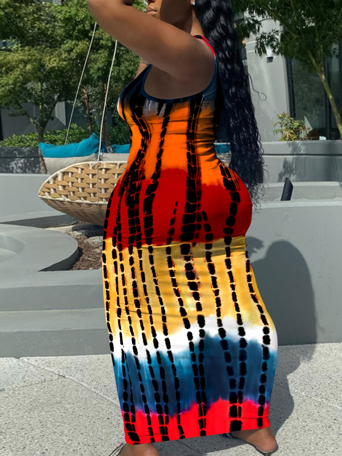 Tie Dye Bodycon Maxi Tank Dress