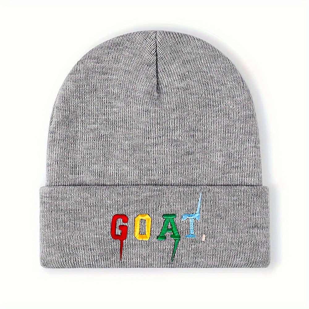 GOAT Embroidered Knitted Beanie Hat Autumn Winter Outdoor Warm Cap