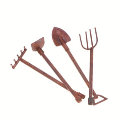 Rustic Garden Tools Set Metal Landscaping Dollhouse Model DIY Gift