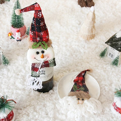 Xmas Snowman Wine Bottle Cover Doll - Tree Top Heart Pendant