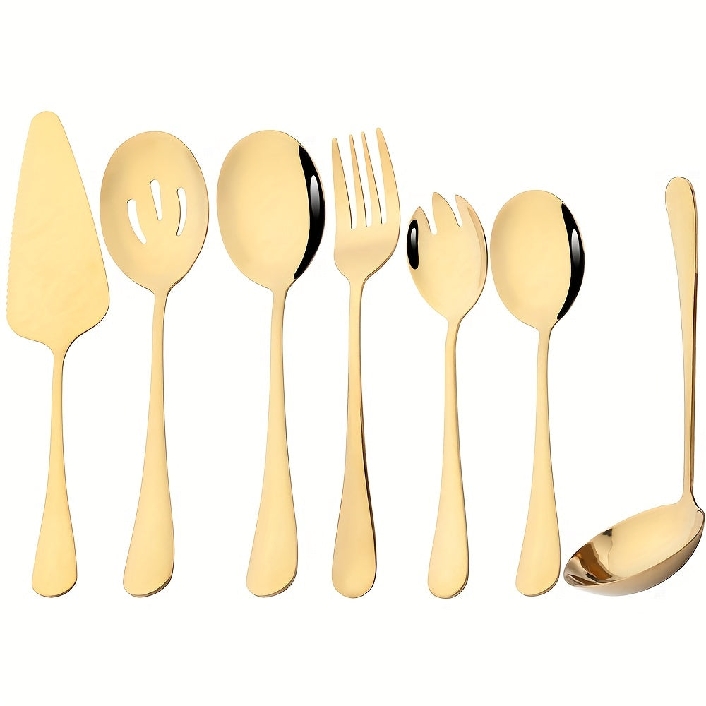7Pcs Stainless Steel Cutlery Set Dinnerware Kitchen Tableware Set