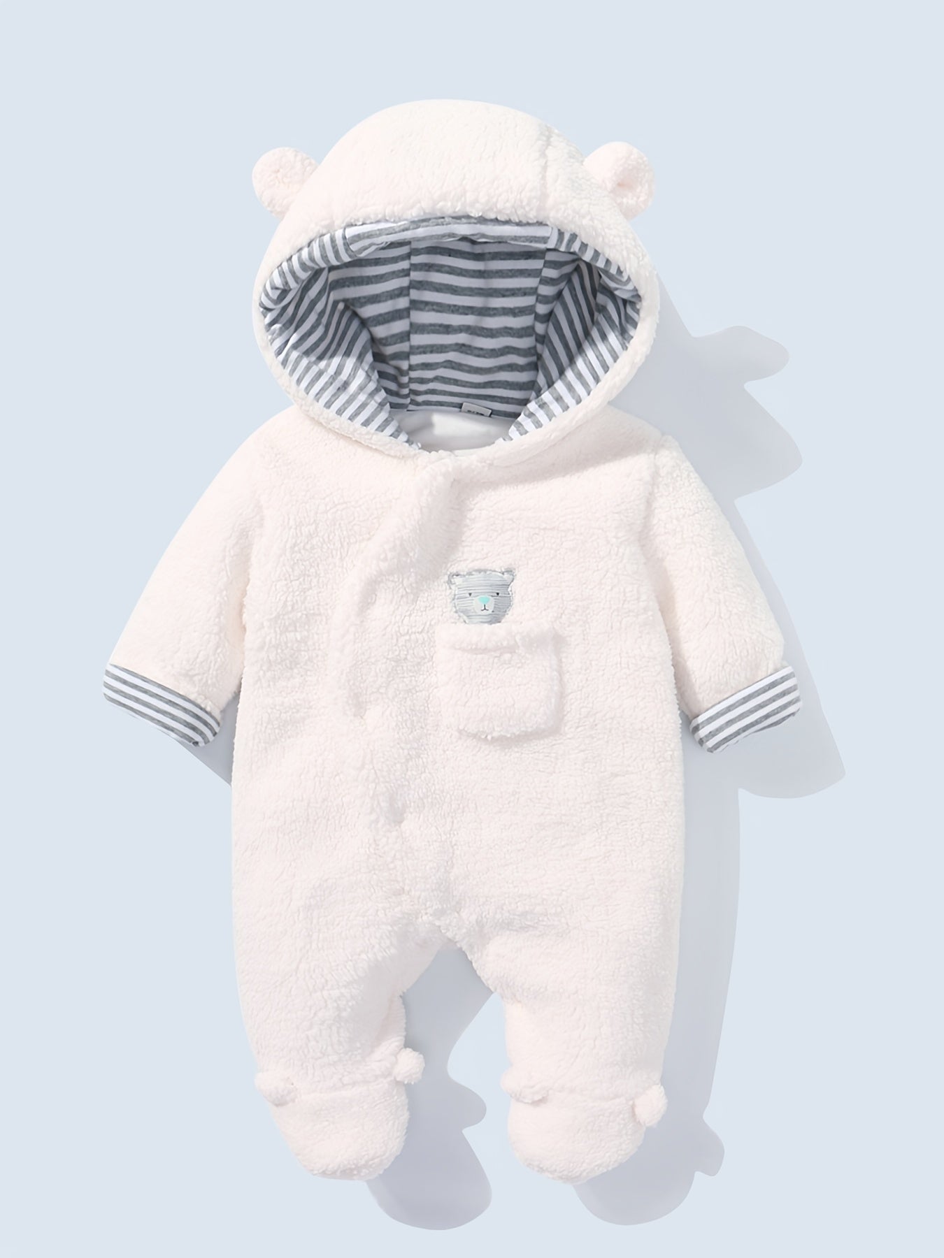 Cute & Cozy Baby Hooded Footed Bodysuit w/ 3D Ears