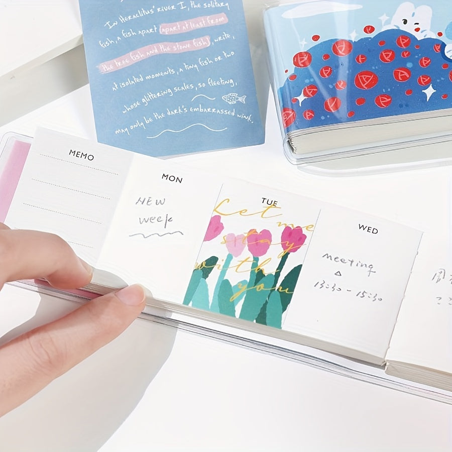 Mini Weekly Journal w/ Transparent Case Lightly Today Cartoon Notebook
