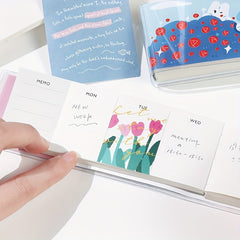 Mini Weekly Journal w/ Transparent Case Lightly Today Cartoon Notebook