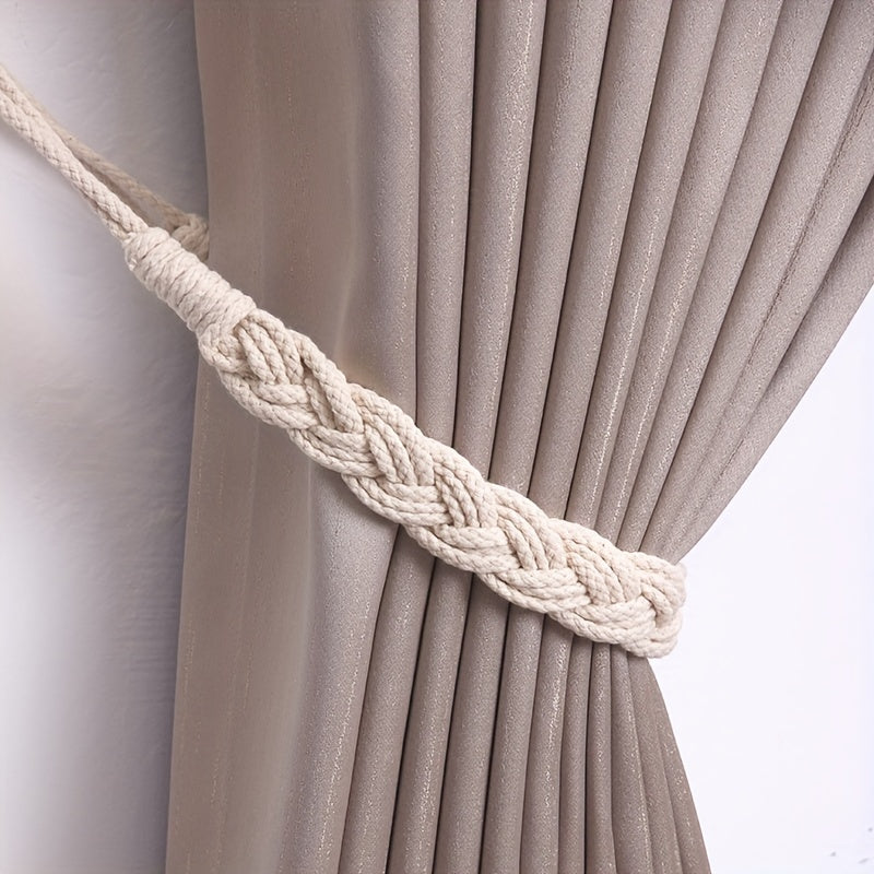 Boho Linen Curtain Rope with Stylish Tieback for Bedroom and Living Room