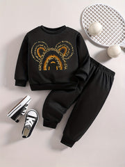 Rainbow Mouse Graphic Sweatshirt Pants Set for Baby Girls Boys