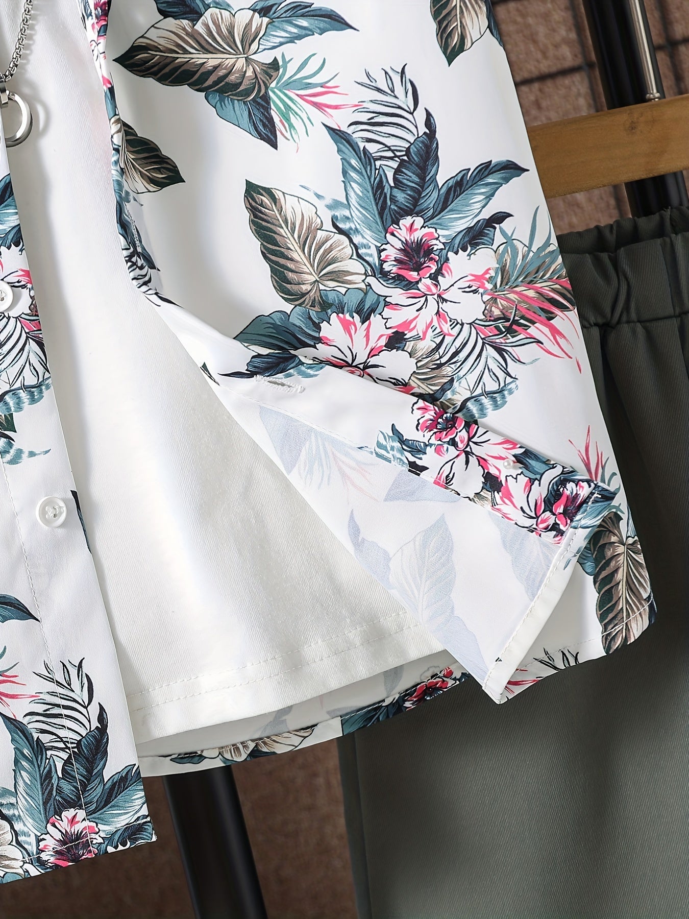 Boys Floral & Leaf Print Short Sleeve T-shirt & Shorts Set
