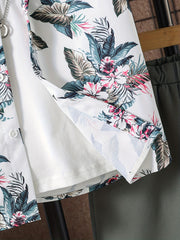 Boys Floral & Leaf Print Short Sleeve T-shirt & Shorts Set