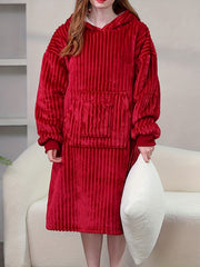 Hooded Fleece Nightgown with Pockets