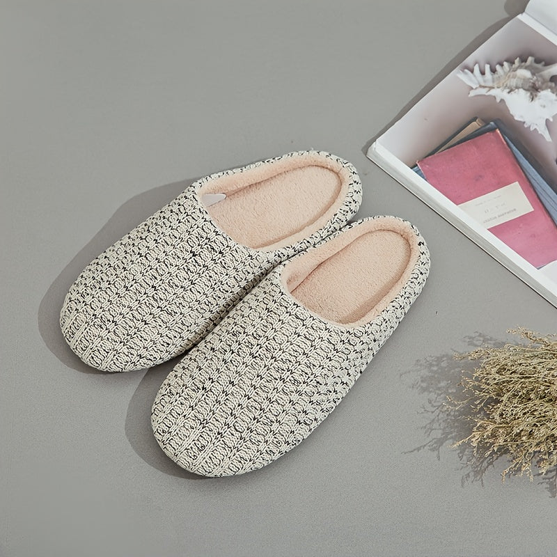 Men's Striped Comfortable Slippers Warm Cotton Lining Indoor Outdoor