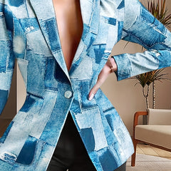 Patchwork Graphic Print Blazer Women's Outerwear