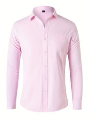 Men's Button Up Shirt with Chest Pocket - Spring/Fall Businesswear