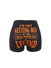 Letter Print Skinny Shorts Casual Shorts For Spring & Summer