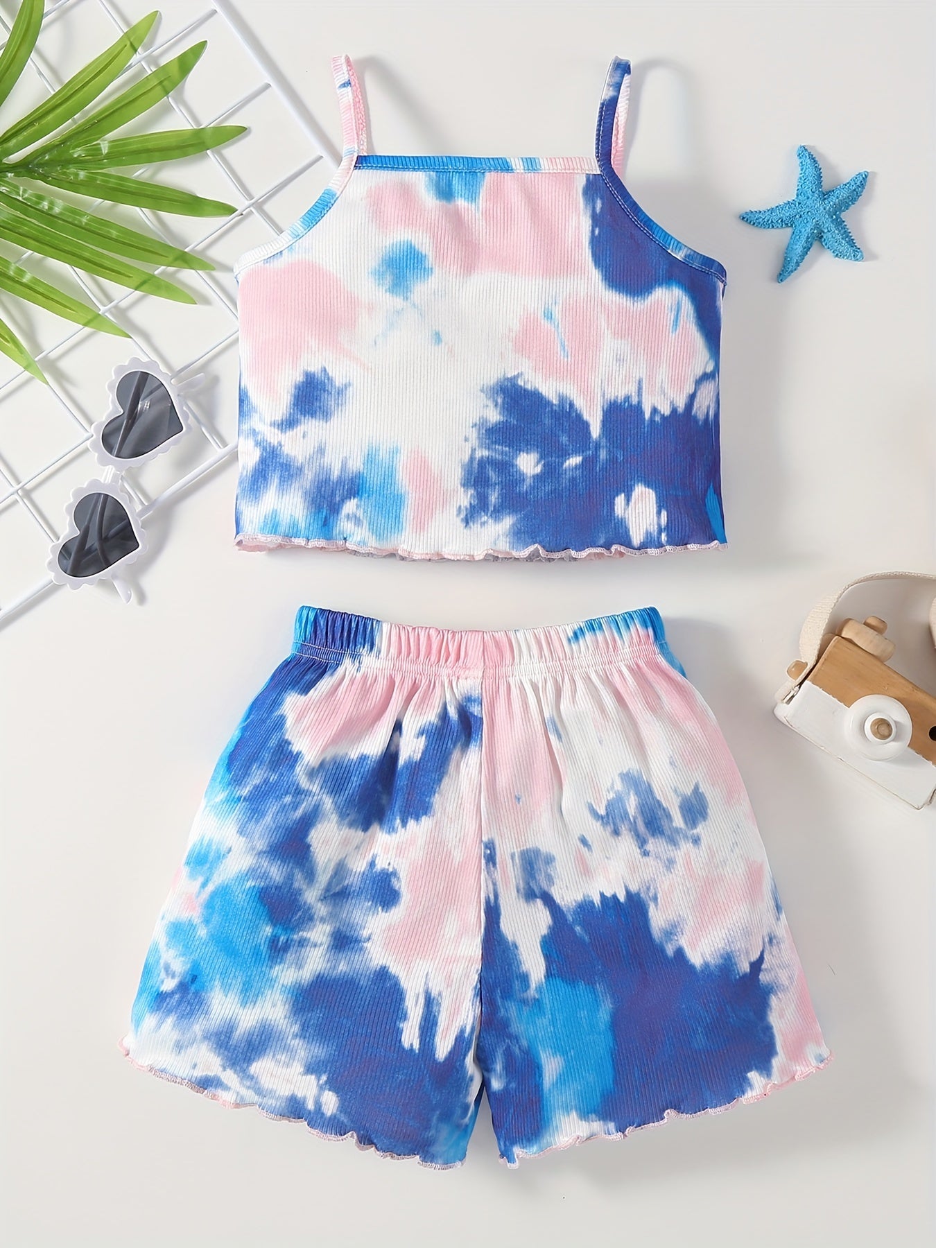 Girls Camisole & Shorts Set Gradient Casual Summer Kids Clothes