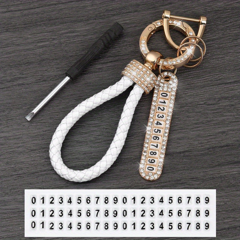 Anti Lost Car Keychains With Phone Number & Bling Diamond