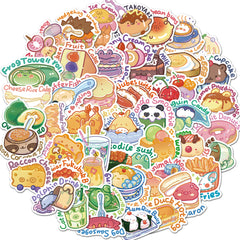 50pcs Cute Animal Food Graffiti Stickers - Waterproof & Perfect for Toys
