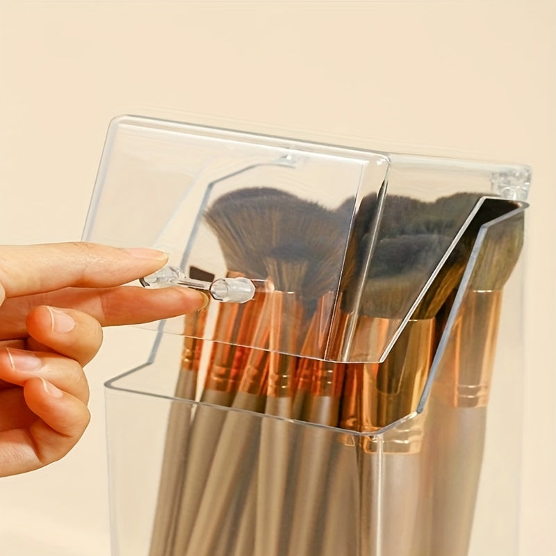 Clear Cosmetic Brush Holder with Lid