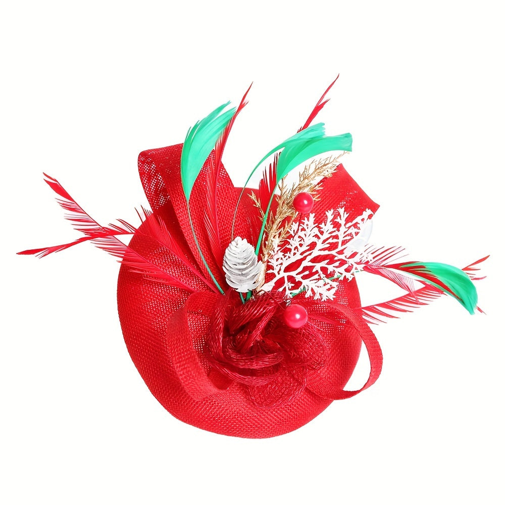 Vintage Christmas Feathered Headband for Women Duck Feather Hat