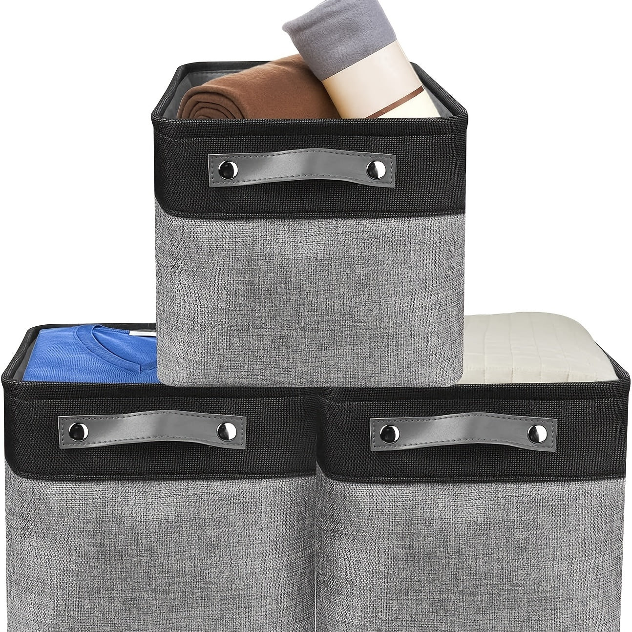 3pcs Fabric Storage Bins for Baby Supplies and Toys
