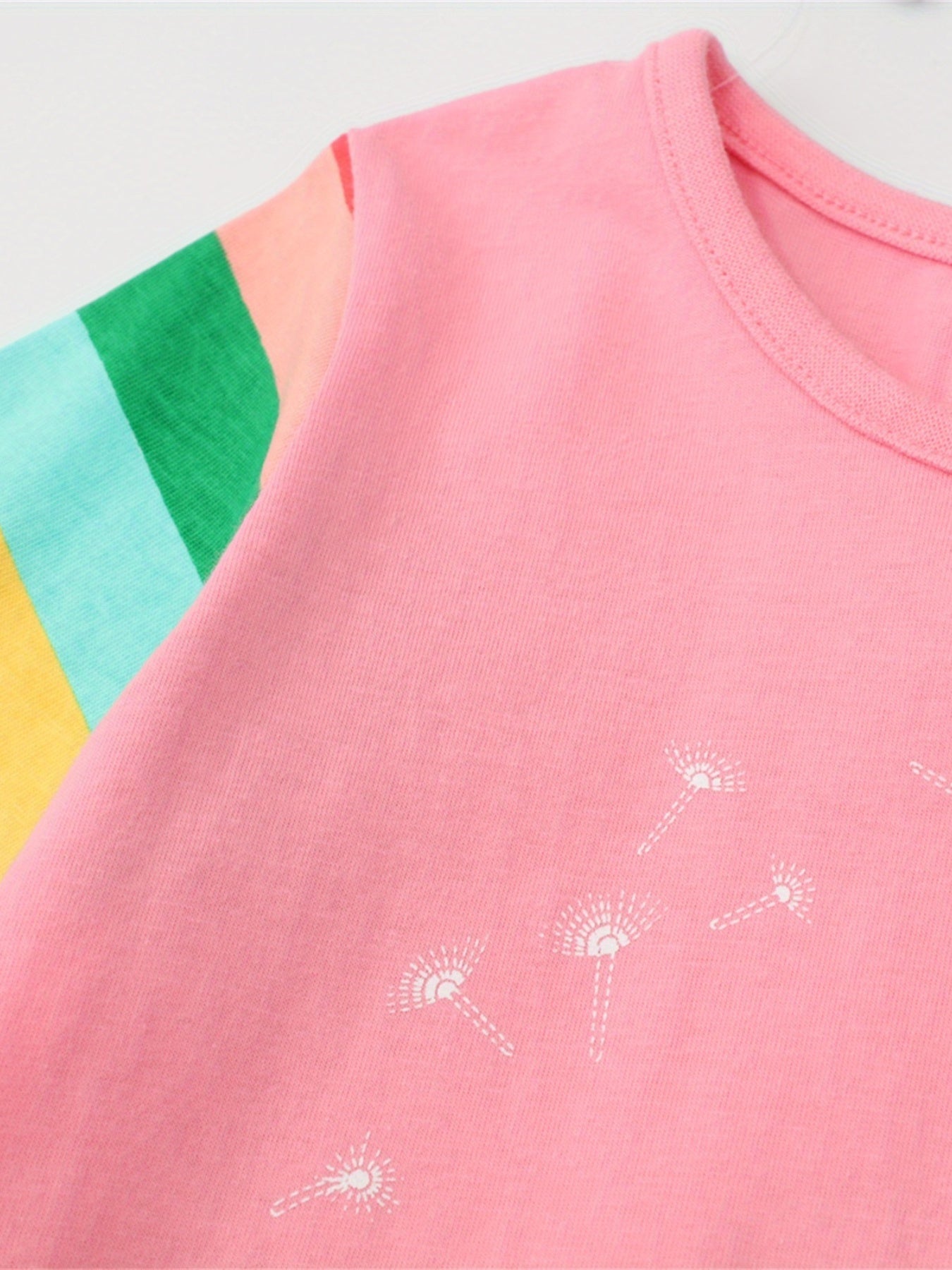 Girls' Rabbit Colorblock Rainbow Long Sleeve Dress
